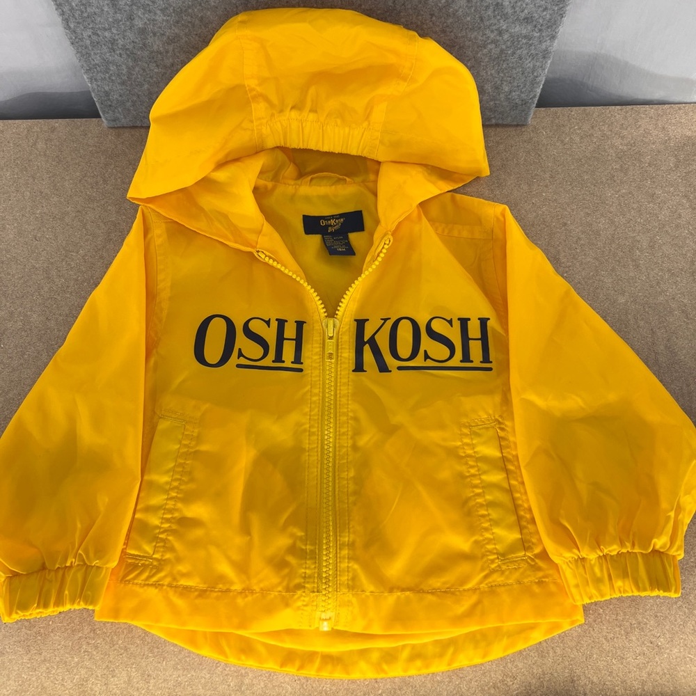 Oshkosh B’gosh Yellow Hooded Windbreaker raincoat 18 months